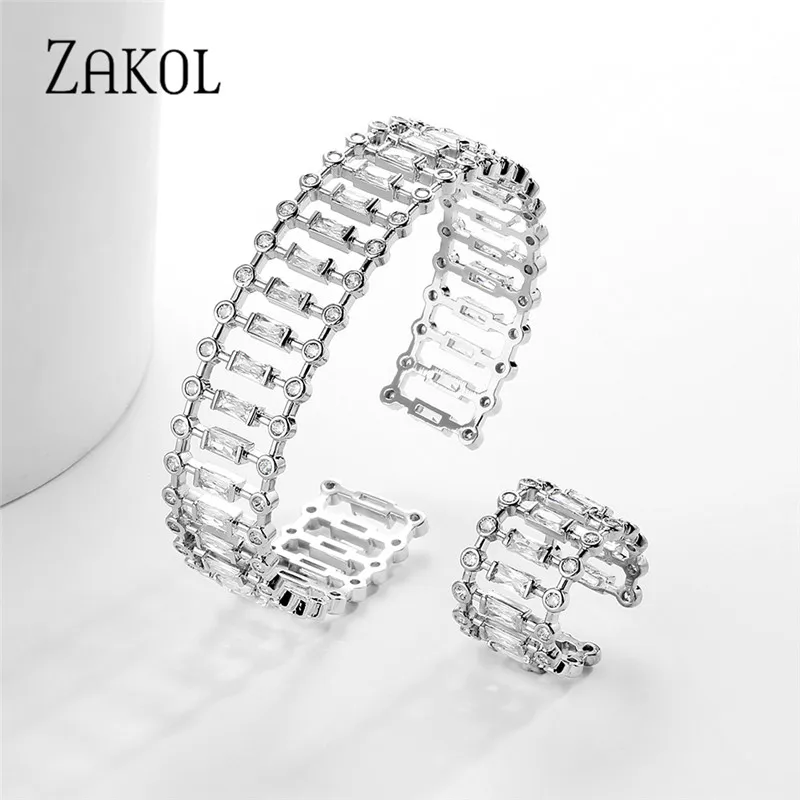 

ZAKOL Butterfly Cubic Zirconia Romantic Bridal Jewelry Bracelet Ring Set for Women Wedding Dinner Birthday Gift Jewelry FSSP3045