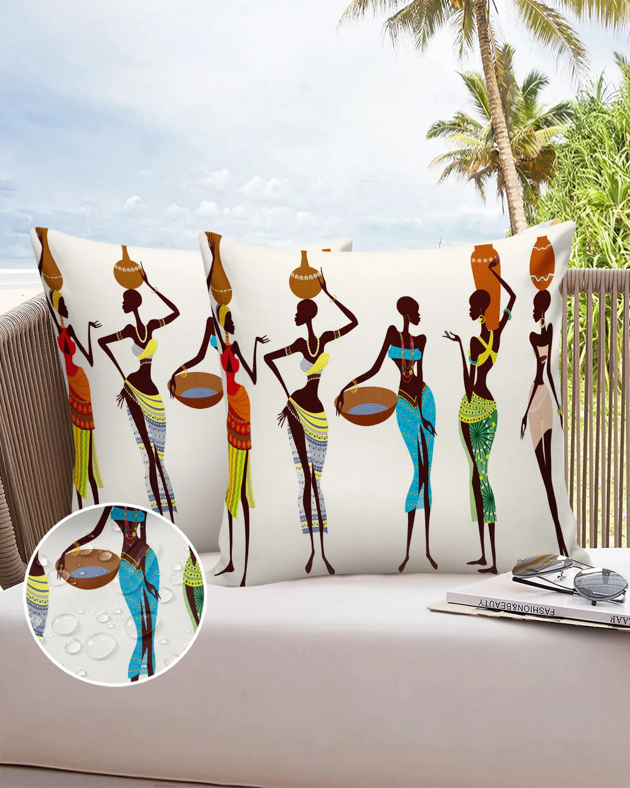 

2PC Pillowcase African Women Bottle Ethnic Sofa Cushion Cover Bed Pillow Cover Home Decorative Waterproof Pillow Cases