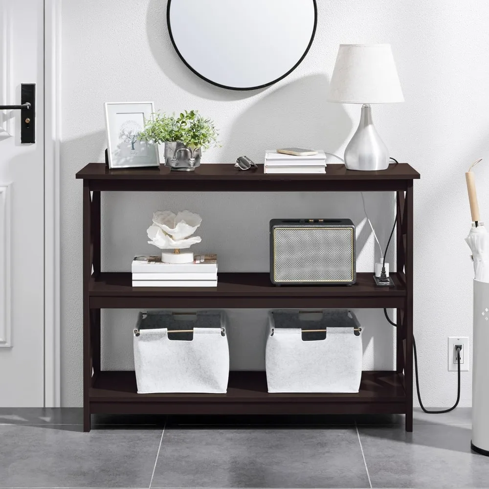 Узкий диван-стол с полками для хранения деревянный столик в прихожей приставной