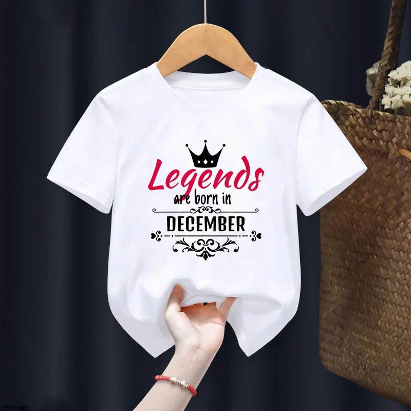 Legends Are Born January-December Birthday Digital Print T-shirt Cute Girls Tee Summer Kids Clothes for Kids Top,Drop Ship