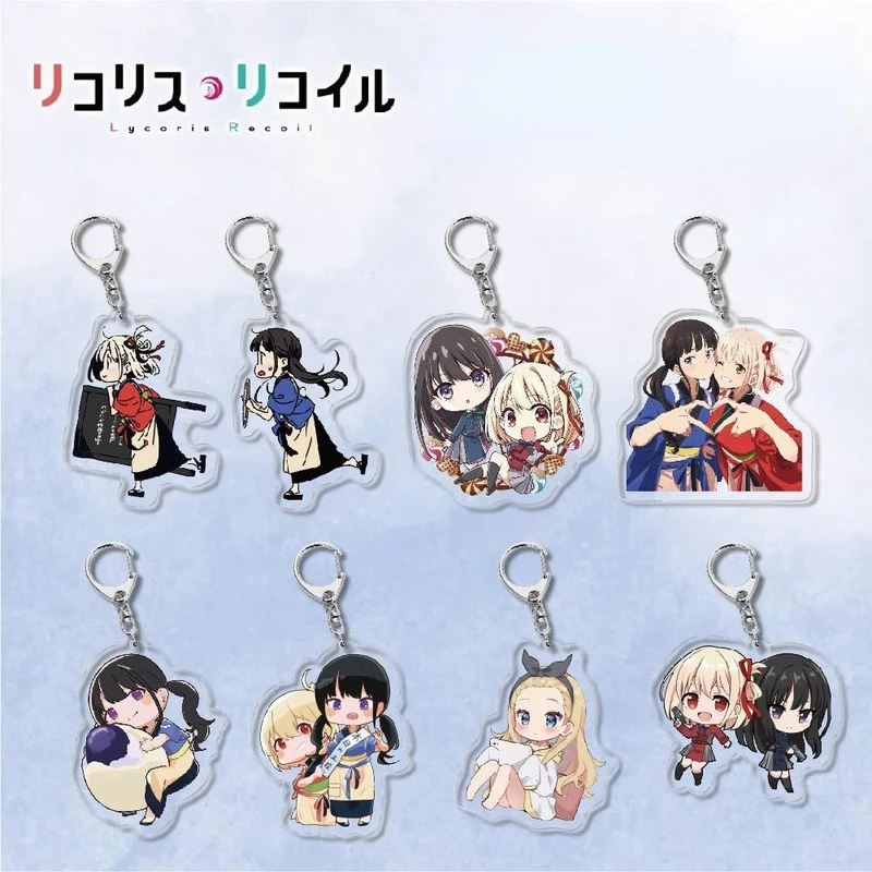 

Lycoris Recoil KeyChain Women Anime Key Chain for Men Chisato Nishikigi Key Ring Acrylic Car Keyring Party Inoue Takina Pendant