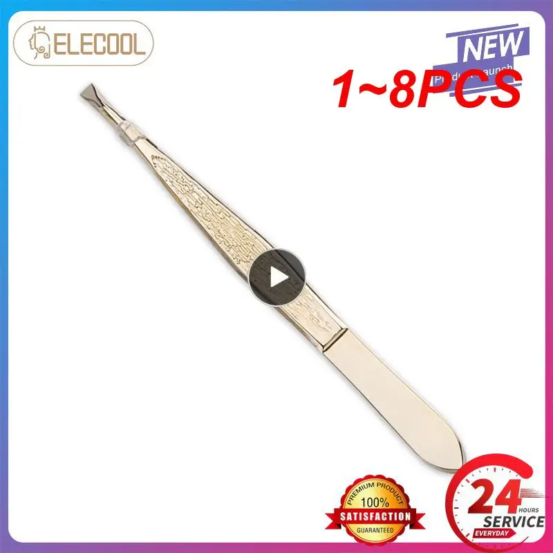 

1~8PCS Professional Gold Eyebrow Tweezers Eyelashes Hair Beauty Slanted Stainless Steel Tweezer Makeup Tool for Face Hair