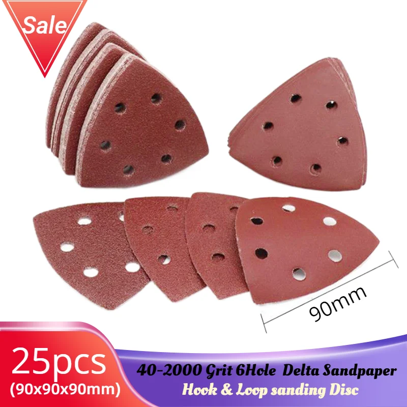 25 шт. 90 мм 6 отверстий Delta Sander бумажный крючок и петля шлифовальный диск абразивные