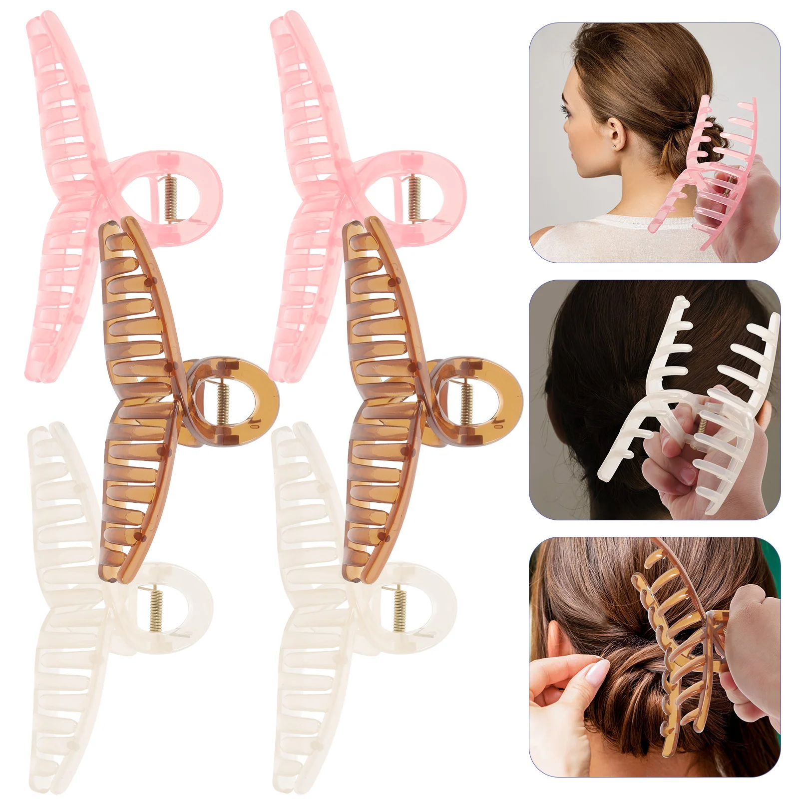 

6 Pcs Hair Claw Clips Thick Women Thin Decorative Korean Large Acrylic Styling Tool