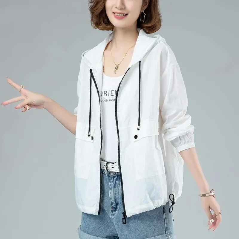 Женская куртка новинка 2022 солнцезащитное тонкое пальто ветровка с капюшоном