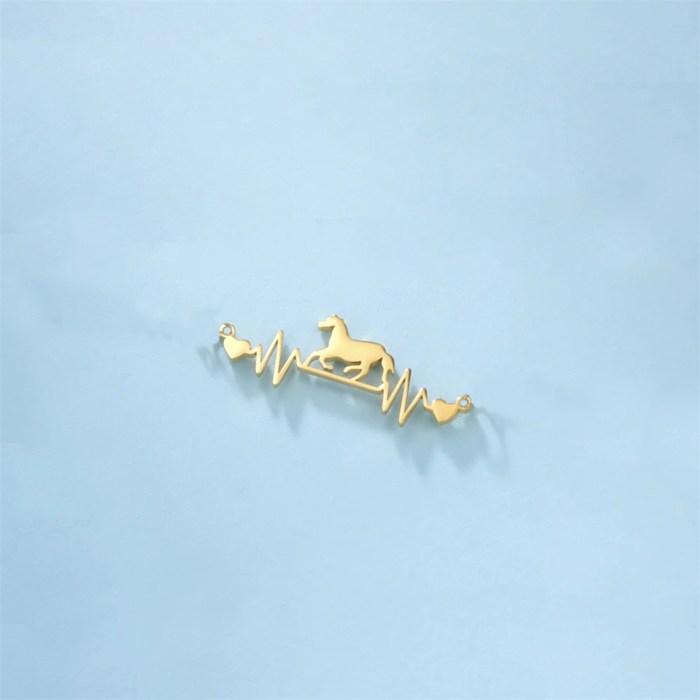 5pcs/Lot Stainless Steel Horse Animals Charms For Jewelry Making Wholesale Cardiogram Pendants Diy Handmdae Necklace Accessories