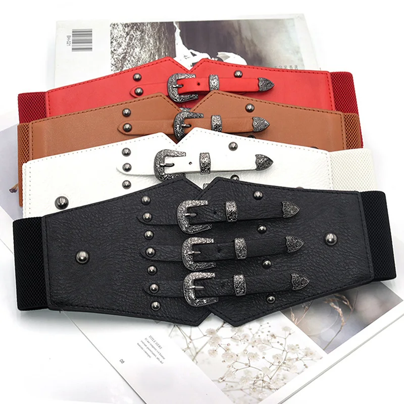 Luxury Wide Belts for Women Belt PU Leather Belt Corset Women Elastic All-Match Tunic Dress Decorated Ladies Girdle