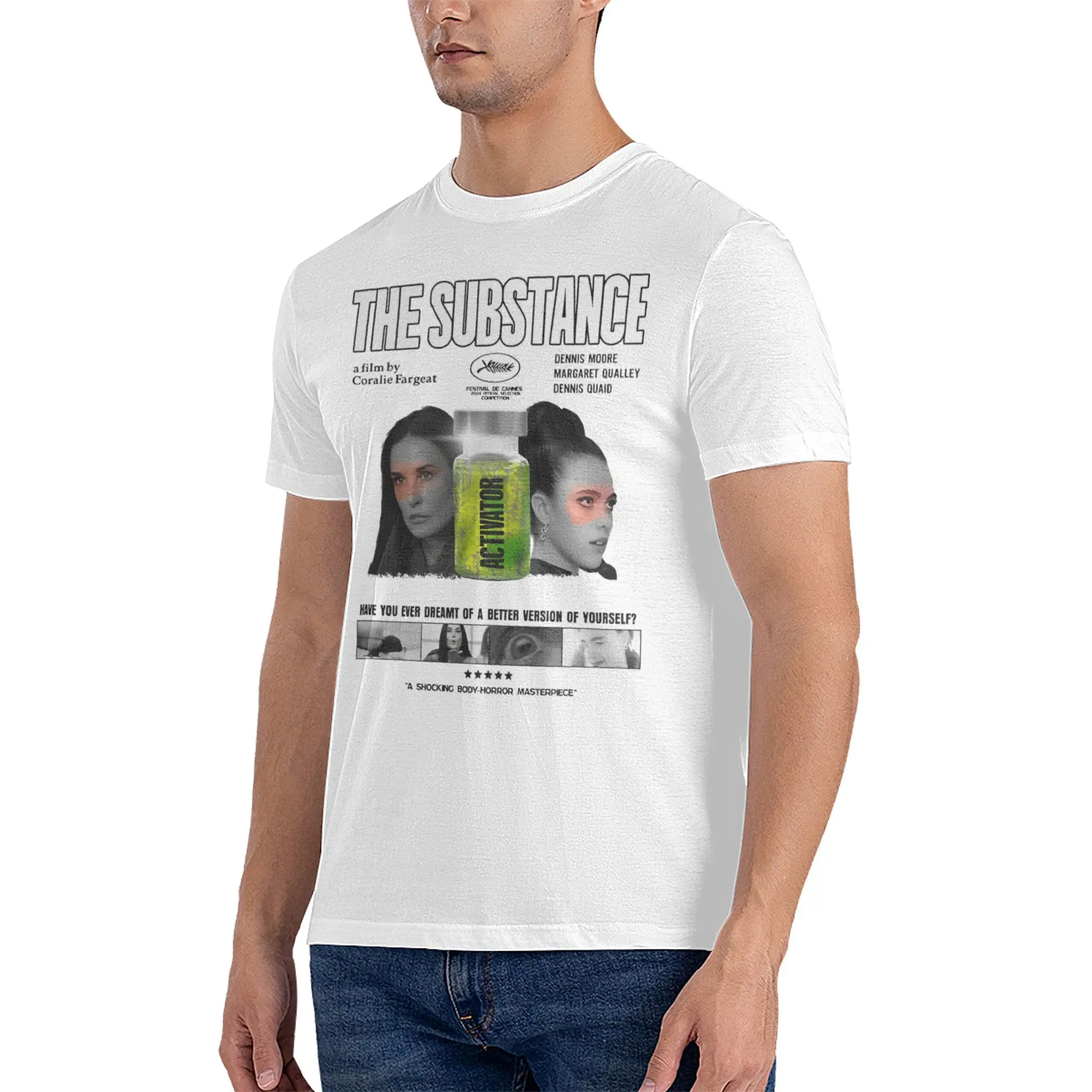 Novelty Horror The Substance 2024 T Shirt Men's Cotton Short Sleeve Round Neck Summer Clothing