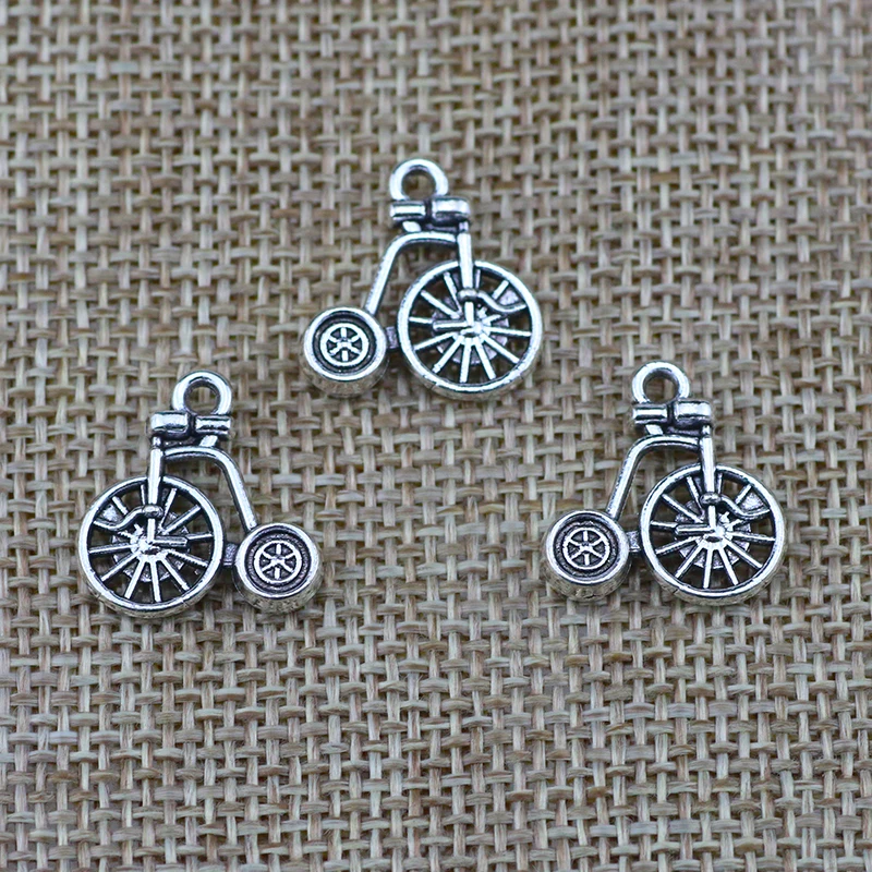 

20pcs 17*16mm Bike Charms Antique Bronze Silver Pendants for Jewelry Making DIY Handmade