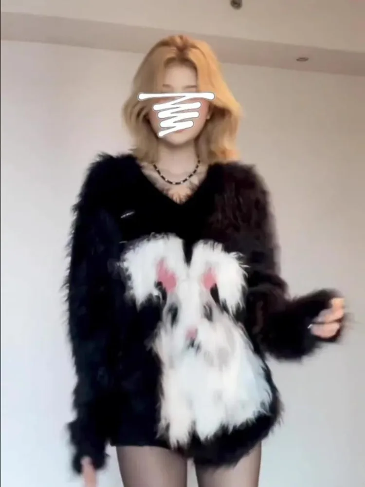 Свитер женский с острыми кроличьими ушками свитер открытыми плечами в