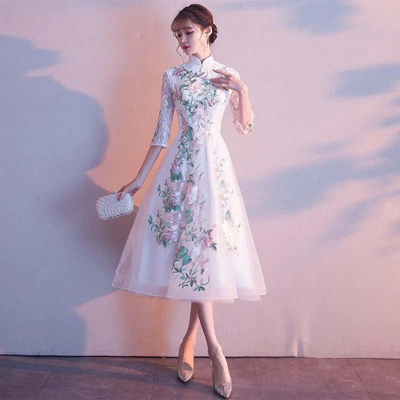 

2022 New Ladies Skirt Retro Chinese Short Evening Dress Girls Student Dress Daily Cheongsam