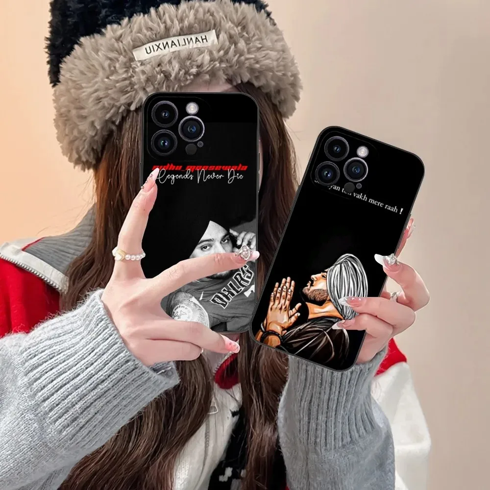 S-Sidhu M-Moosewala Phone Case For iPhone 16 15 14 13 12 11 Plus Pro Max XS X XR SE Mini 8 7 Soft Silicone Black Cover