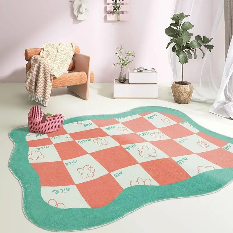 Художественный ковер в клетку прикроватное одеяло стильный напольный коврик для