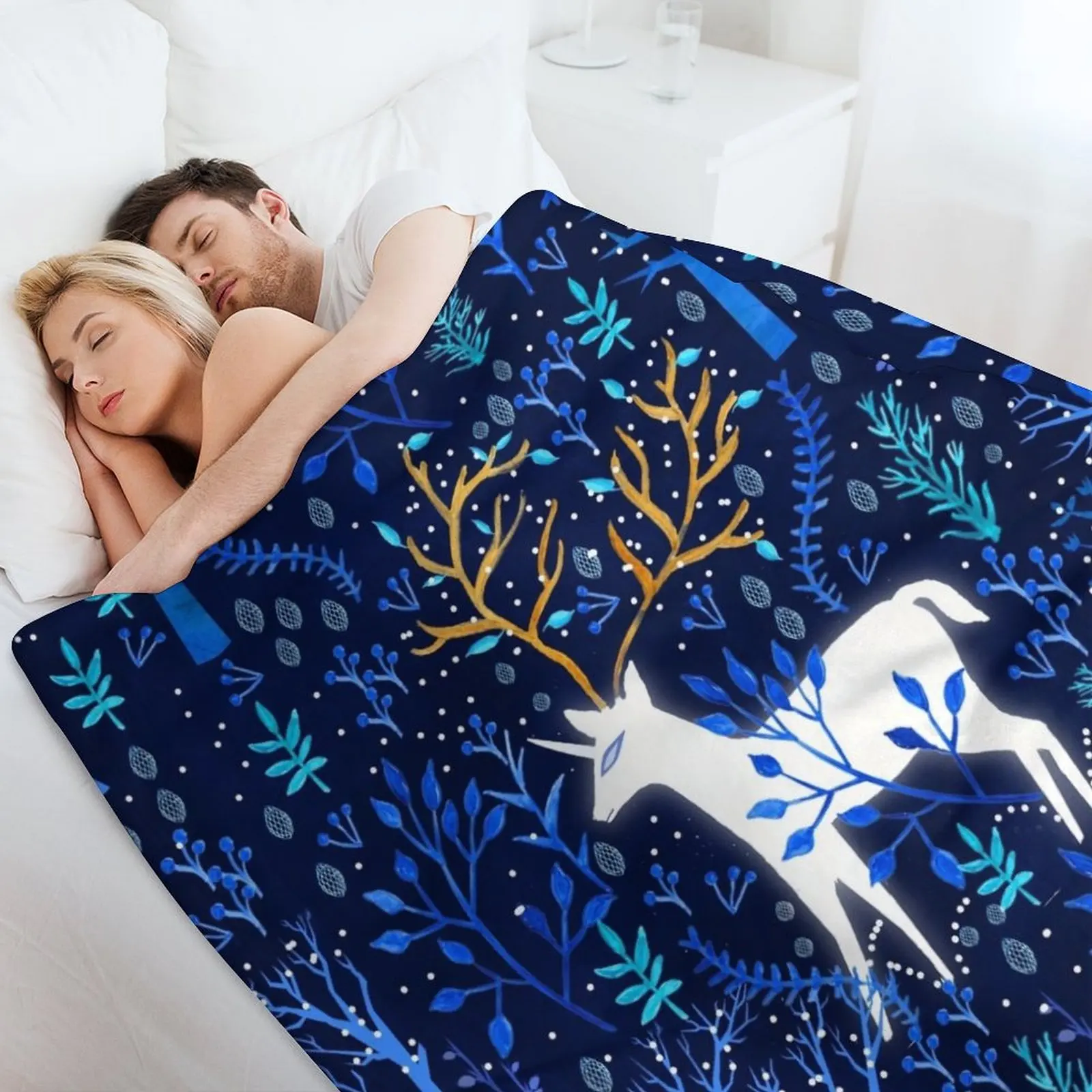 Одеяло Deericorn в синем корпусе одеяла для дивана кровати милые