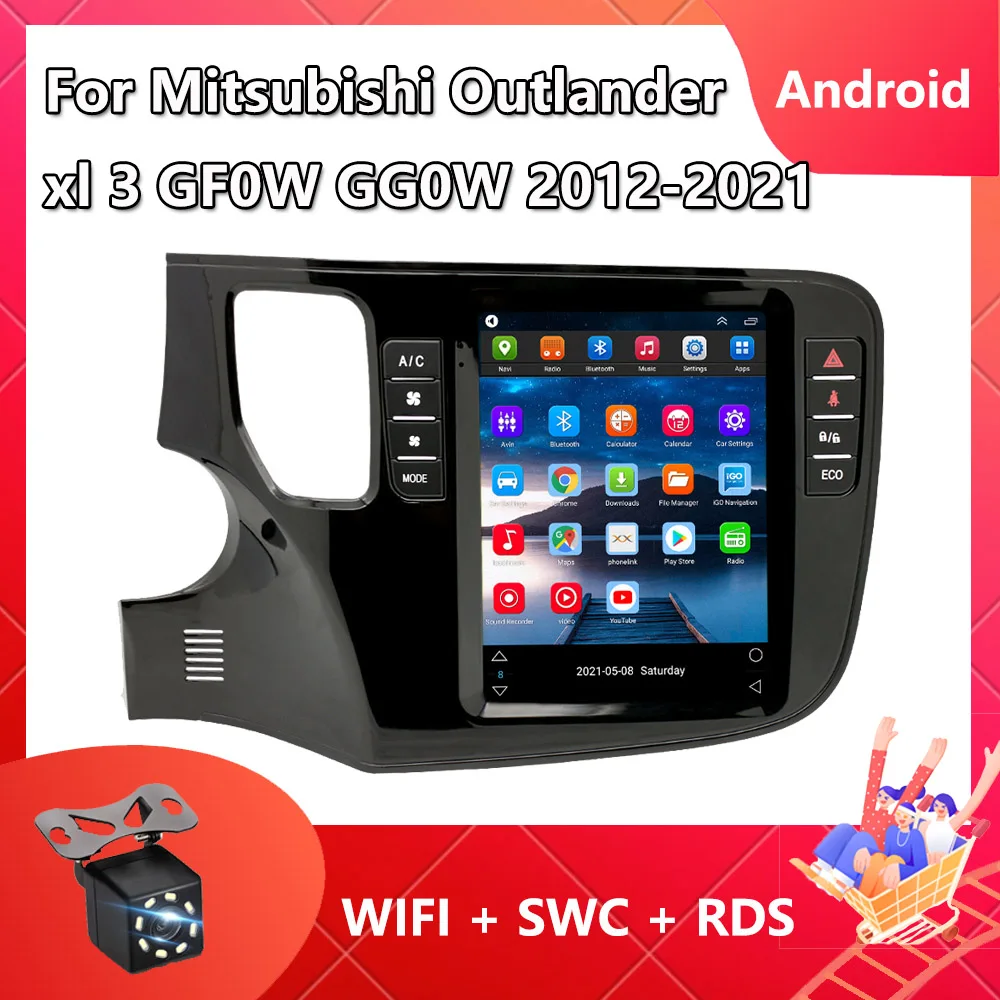 

2 din CarPlay Android 12 Car Radio For Mitsubishi Outlander xl 3 GF0W GG0W 2013 - 2021 Tesla Style Multimedia Video Player BT FM