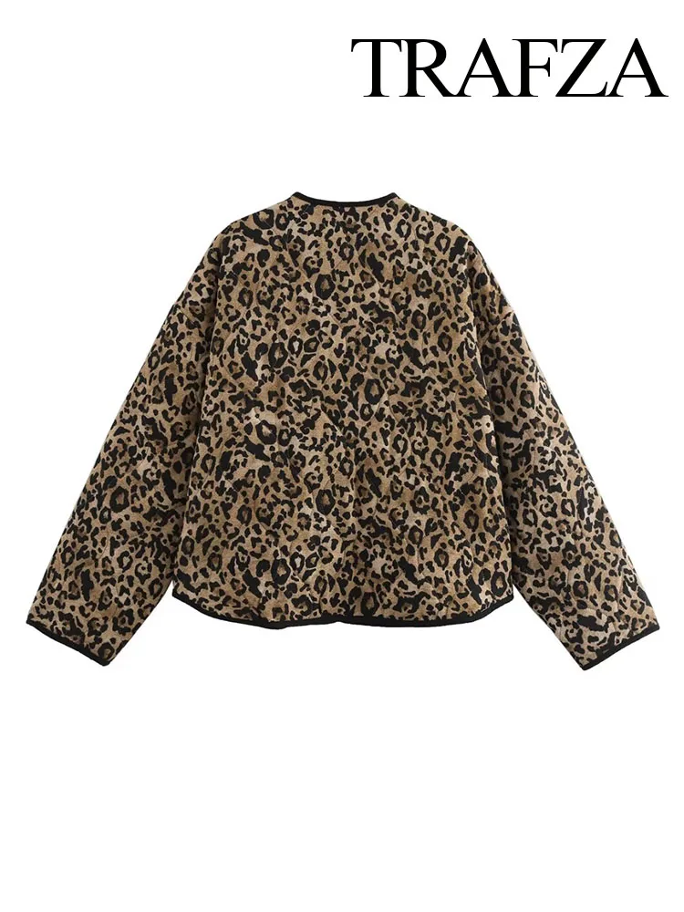 FZA женские зимние хлопковые пальто с леопардовым принтом длинными рукавами и