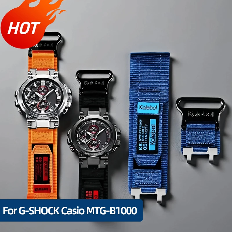 Фото Модные прочные холщовые ремешки для часов для Casio G-SHOCK MTG-B1000 G1000 MTGB1000, спортивный ремешок, холст + модифицированный металлический интерфейс №1