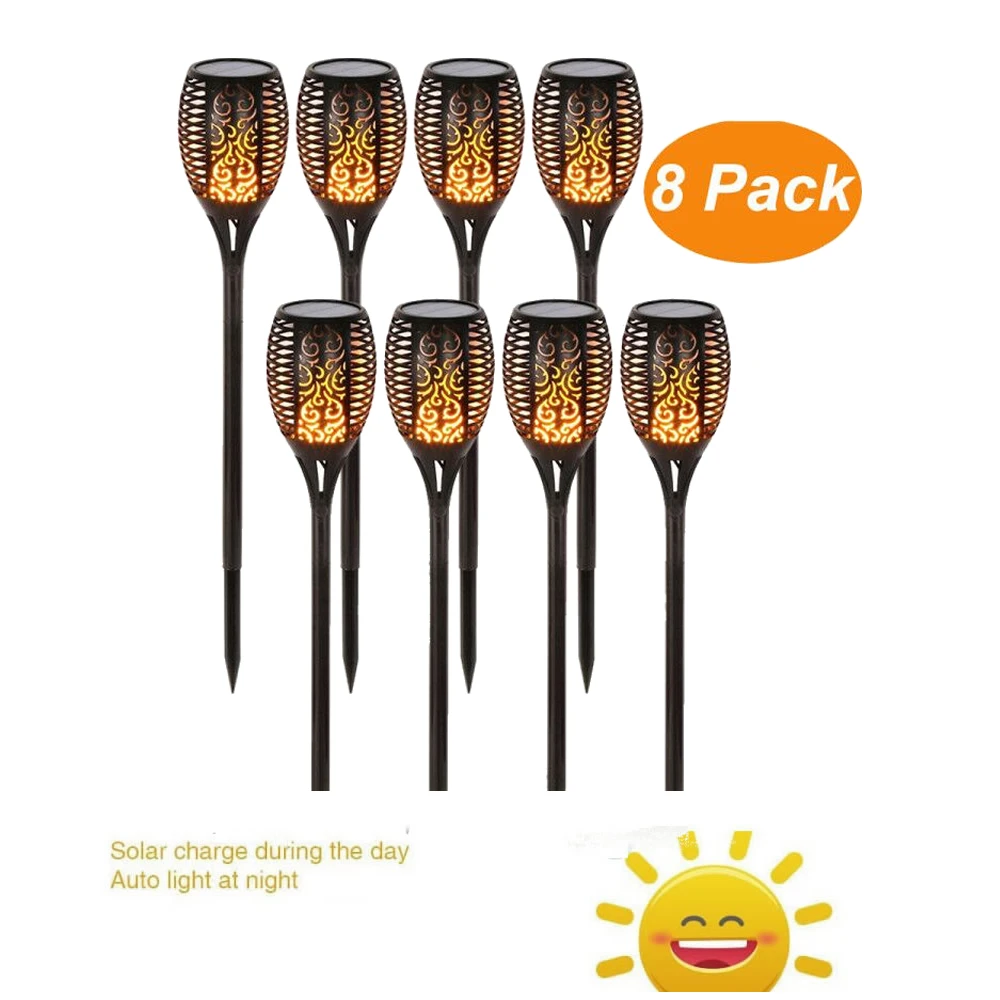 

2-8pcs solar flame lights outside garage focus External led solar Landscape Lawn led tiki torches flickering Lamp waterproof