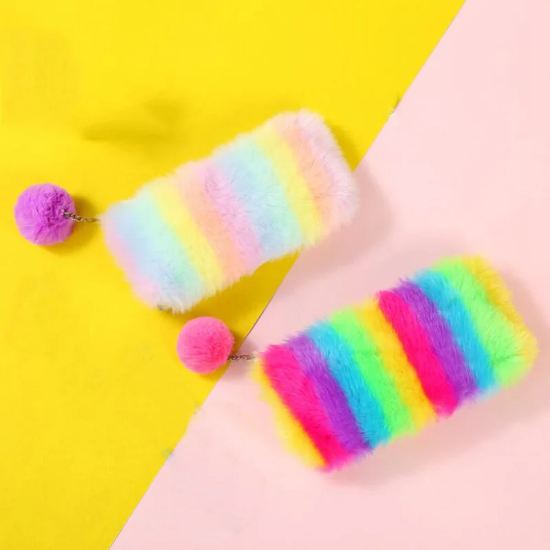 

Милая плюшевая сумка для ручек для девочек Kawaii Канцтовары большой емкости Карандаш Чехол коробка для ручек косметичка Сумка для хранения