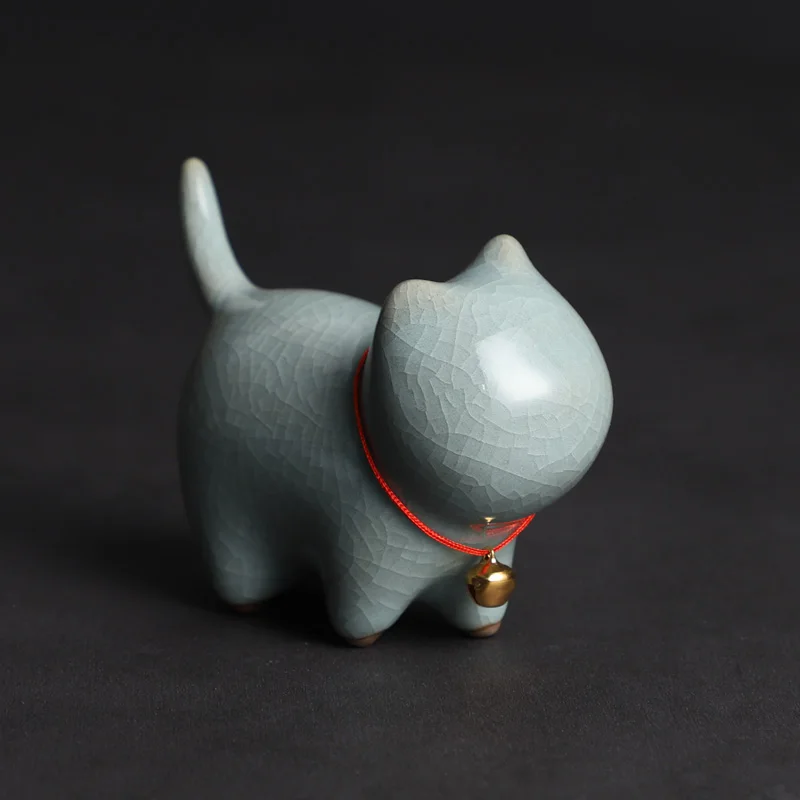 

Handmade tea pet Kitty decoration small ceramic pen holder pen rest Kung Fu tea set ceremony tea ornament Figure cat Tea Pet