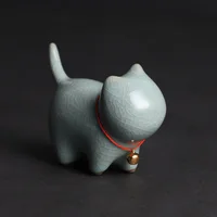 Handmade tea pet Kitty decoration small ceramic pen holder pen rest Kung Fu tea set ceremony tea ornament  Figure cat Tea Pet