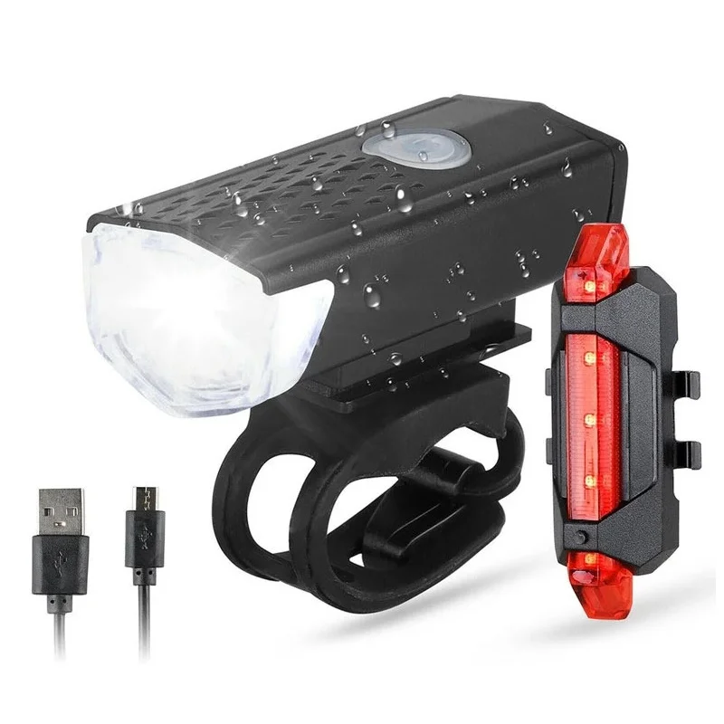 

Bike Bicycle Light USB LED Rechargeable Set Mountain Cycle fore Back Headlight Lamp Flashlight luces bicicleta Bike accessories