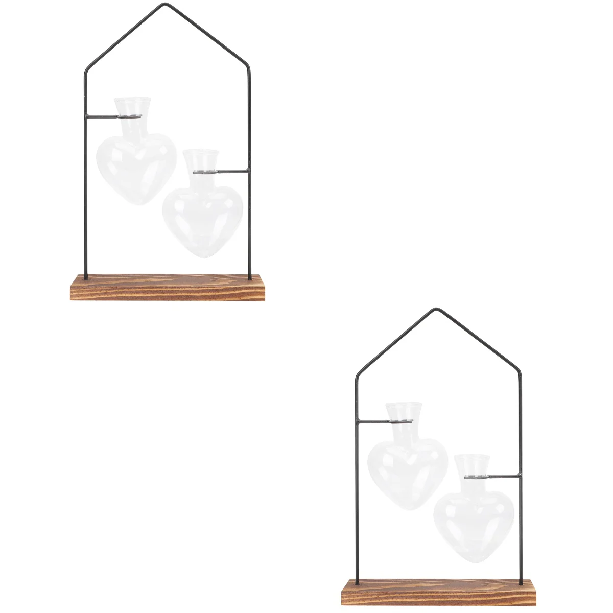 

2 Sets Terrarium with Iron Stand Glass Vase Vase Hydroponic Vase Decoration