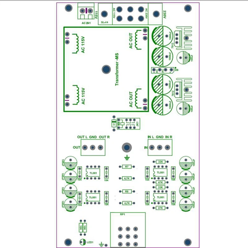 TL081 Op Amp двухканальная плата предварительного усилителя основанная на печатной