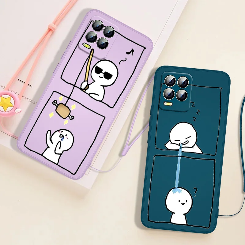 

Matchstick Men For Realme GT Neo2 Master Narzo 50i 50A C21Y C17 C11 C2 XT X2 X7 Q3S Pro Liquid Rope Cover Funda Soft Phone Case