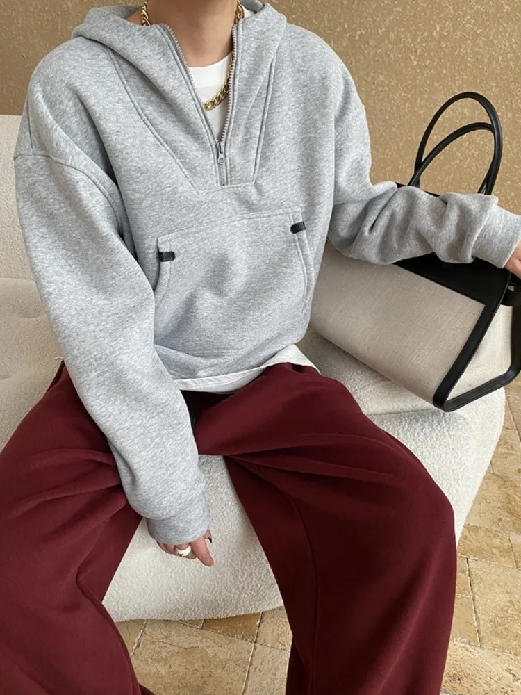 UCXQ модный свитшот Tide японский корейский повседневный с карманом на молнии