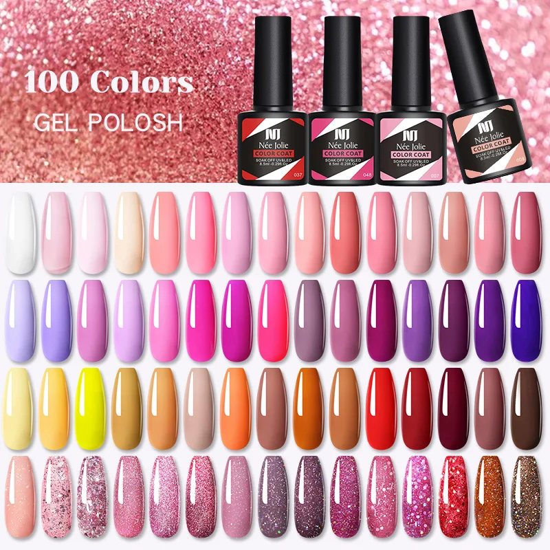 

Gel Nail Polish Set Semi Permanent Soak Off Glitter Classic Varnish Kit Needed LED UV lamp Base & Top Coat lacquer