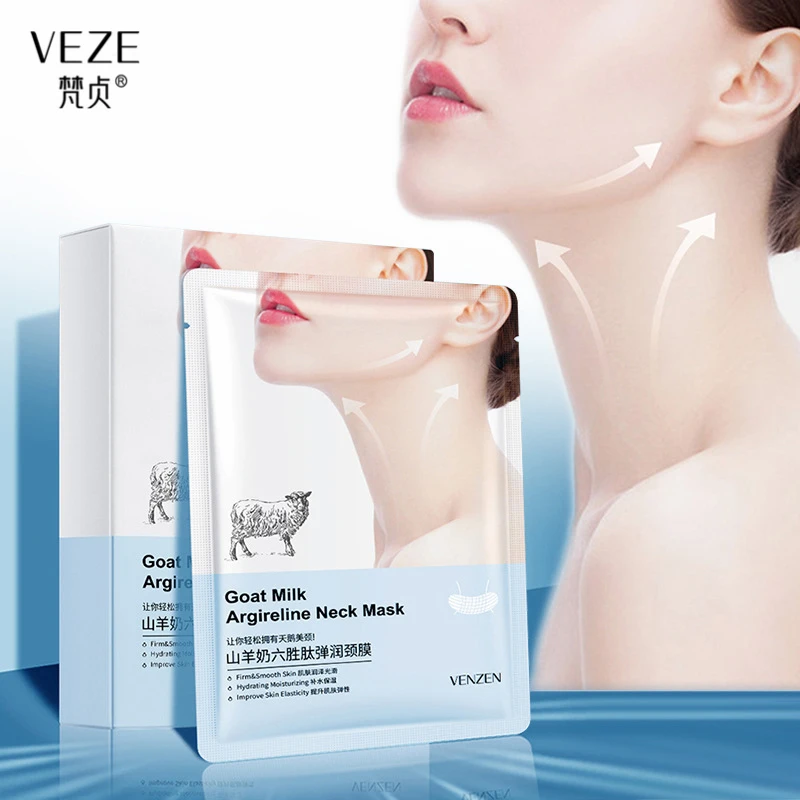 

10PCS Goat Milk Hexapeptide Neck Mask Hydrating Whitening Collagen Neck Patch Anti-Wrinkle Aging Neck Lift Firming Care Cream