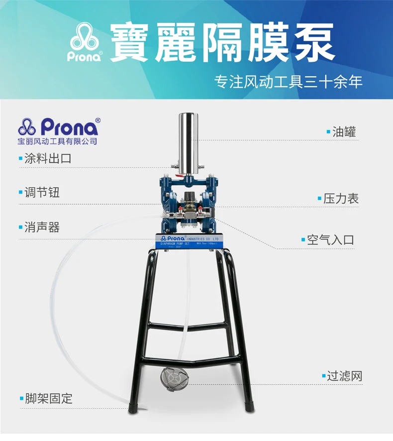 

Ручной насос для краски с двойной диафрагмой Prona BDP12, пневматический инструмент, поставка краски, воздушный диафрагменный насос