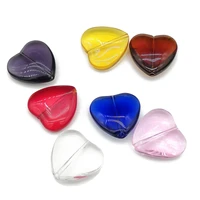 10pcs heart shape 20mm glossy crystal glass loose beads for jewelry making diy crafts