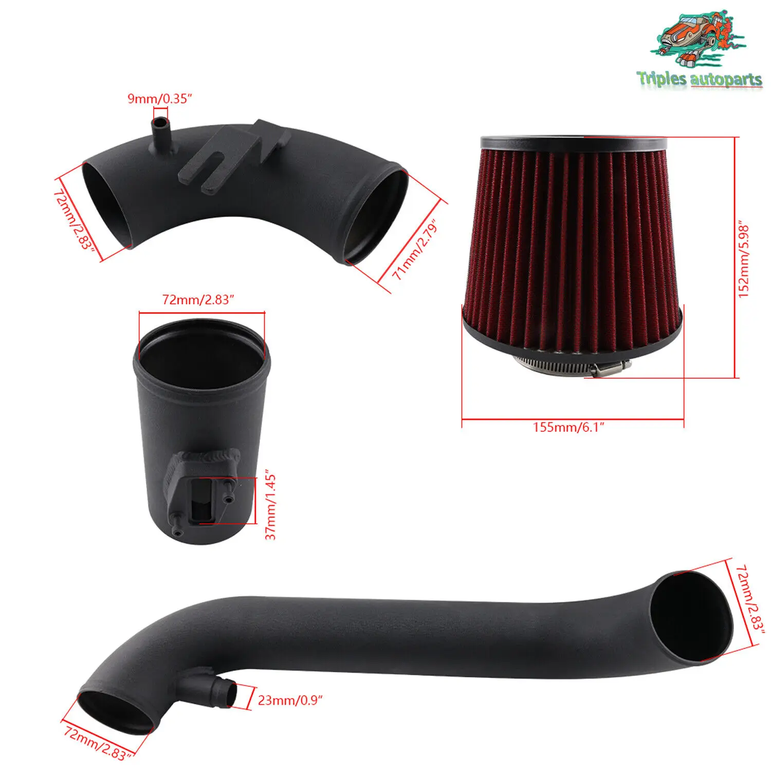 Для VW Golf MK6 GTI/R 2.0L Audi A3/S3 09-13 CC/Passat 2.0 TSI Комплект системы впуска холодного воздуха +