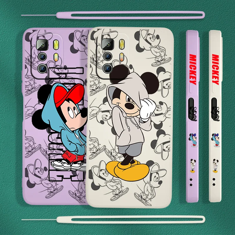 

Mickey Minnie Disney Cute For Xiaomi Redmi Note 11T 11 11S 10T 10 9T 9S 9 8T 8 7 6 5 Pro Liquid Left Rope Phone Case Cover