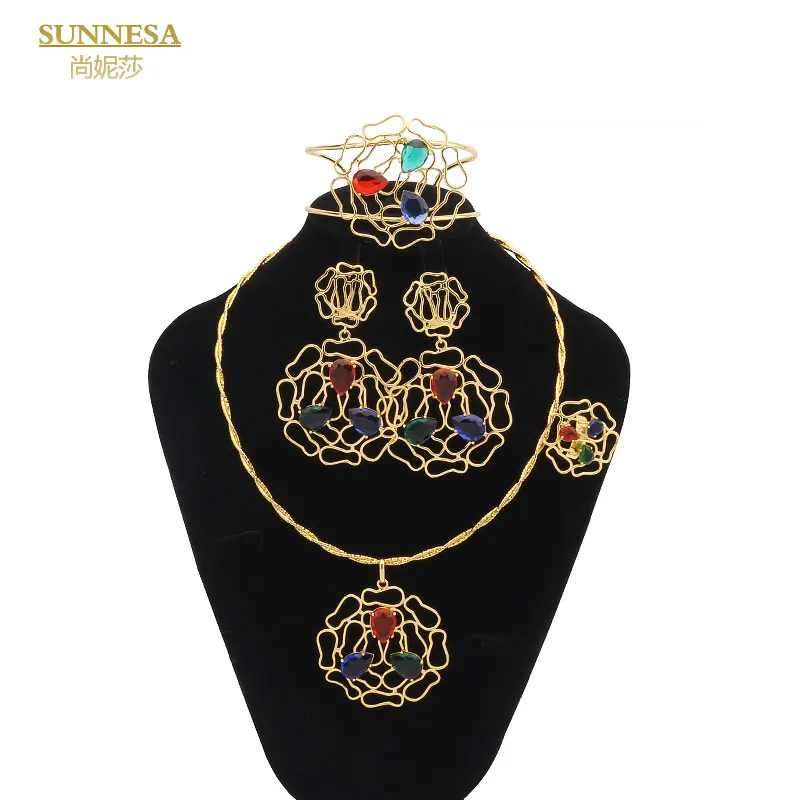 

Dubai 18k Gold Jewelry Sets for Women Earrings Necklace Bijoux Ensembles 14k 24k Ladies Plated Jewellery Italian African Rings