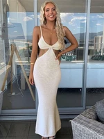 2021 summer new womens suspenders v neck sexy cut out backless quality slim bodycon maxi dress women party wear