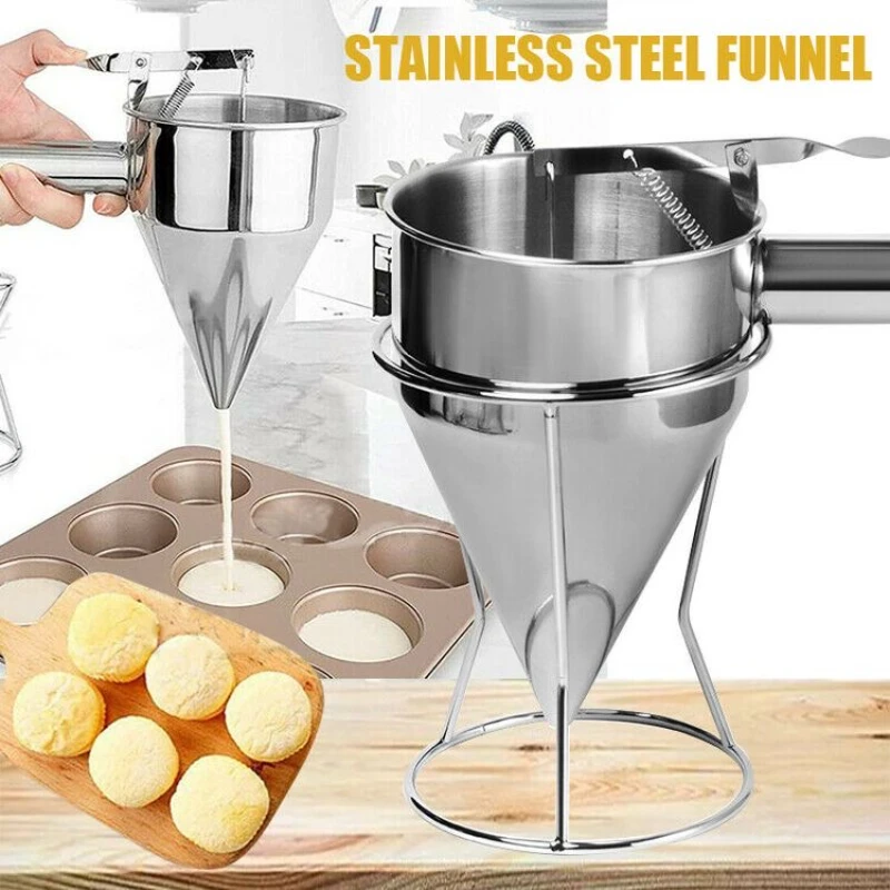 

1.2L Batter Dispenser Stainless Steel Measuring Cup Cream Separator Cake Pancake Biscuit Funnel Measuring Cup Kitchen Baking