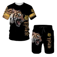 the tiger 3d printed womensmens tshirts sets fashion mens lion tracksuittopsshorts sport and leisure summer male suit