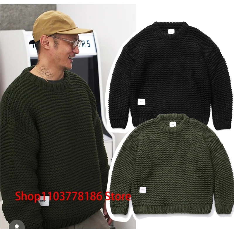 Уличный повседневный простой свитер с круглым вырезом WTAPS зимний сохраняющий