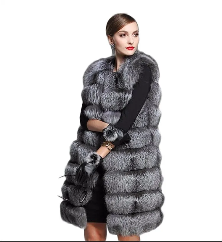 Faux fur coat women's fur vest silver fox fox fur lengthened winter women's dress