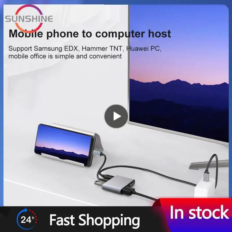 

Vga Pd Adapter Docking Station Usb-c To 4k HDMI-compatible 4 In 1 Type-c Hub Hot Expansion Dock New Usb Splitter Foldable