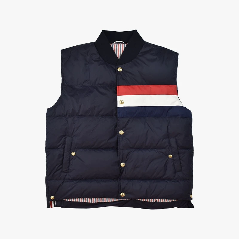 TB THOM Winter Men Down Jacket Vest Thicken TB Striped Sport Casual Outerwear Winter White Duck Down High Quality Men Jacket