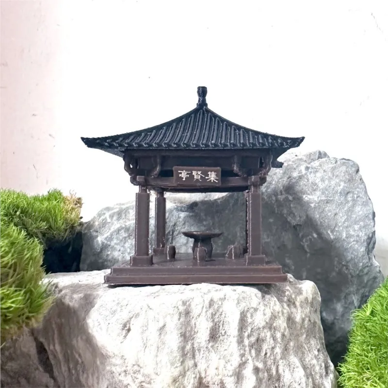 Ретро 3D печать квадратный павильон Jixian Pavilion Китайская древняя архитектура микро