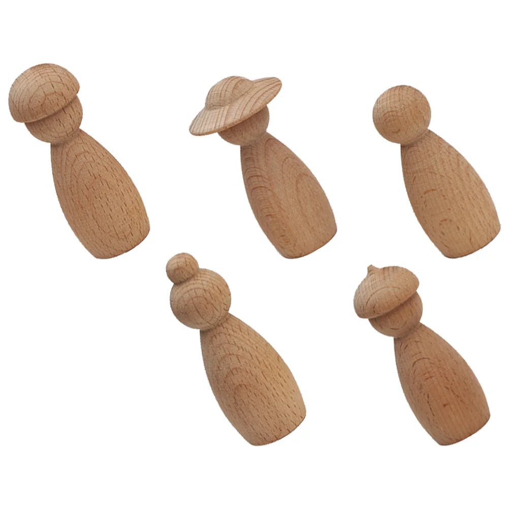 

5 Pcs Dolls Peg People Craft Wood Cake Ornament Wooden People Sculpture Dolls Friends Toys Rayan Toys Kids