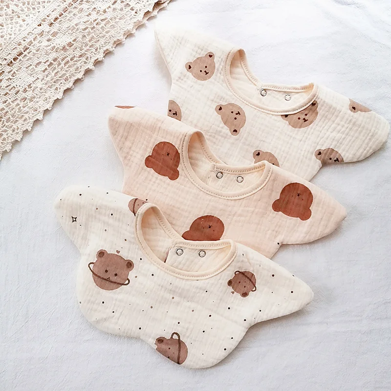 

Муслиновые квадраты, детские нагрудники с принтом медведя, тканевые нагрудники для кормления младенцев, хлопковые предметы первой необход...