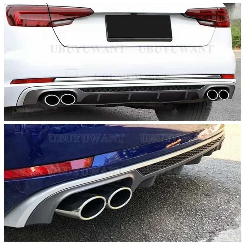 Фото Для Audi A4 B9 Standard/S-Line Sedan, черный/под карбон, задний диффузор-спойлер, 2017-2019, в стиле S4 №5
