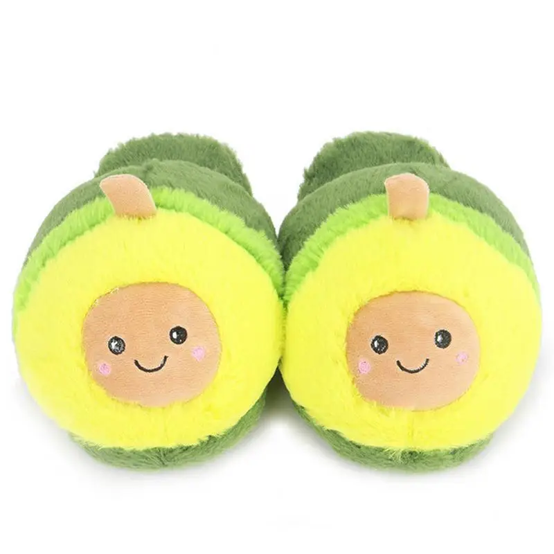 

Cute Avocado Slippers Soft Warm Comfortable Househould Soft Stripe Slippers Female Shoes Girls Winter Spring Warm Shoes