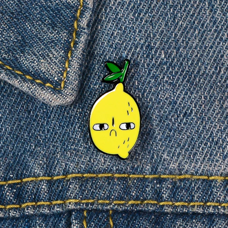

Funny Angry Lemon Brooches Lapel Pin Fruit Story Hard Metal Enamel Pins Denim Clothes Badges Cartoon Badge Gifts for Friends